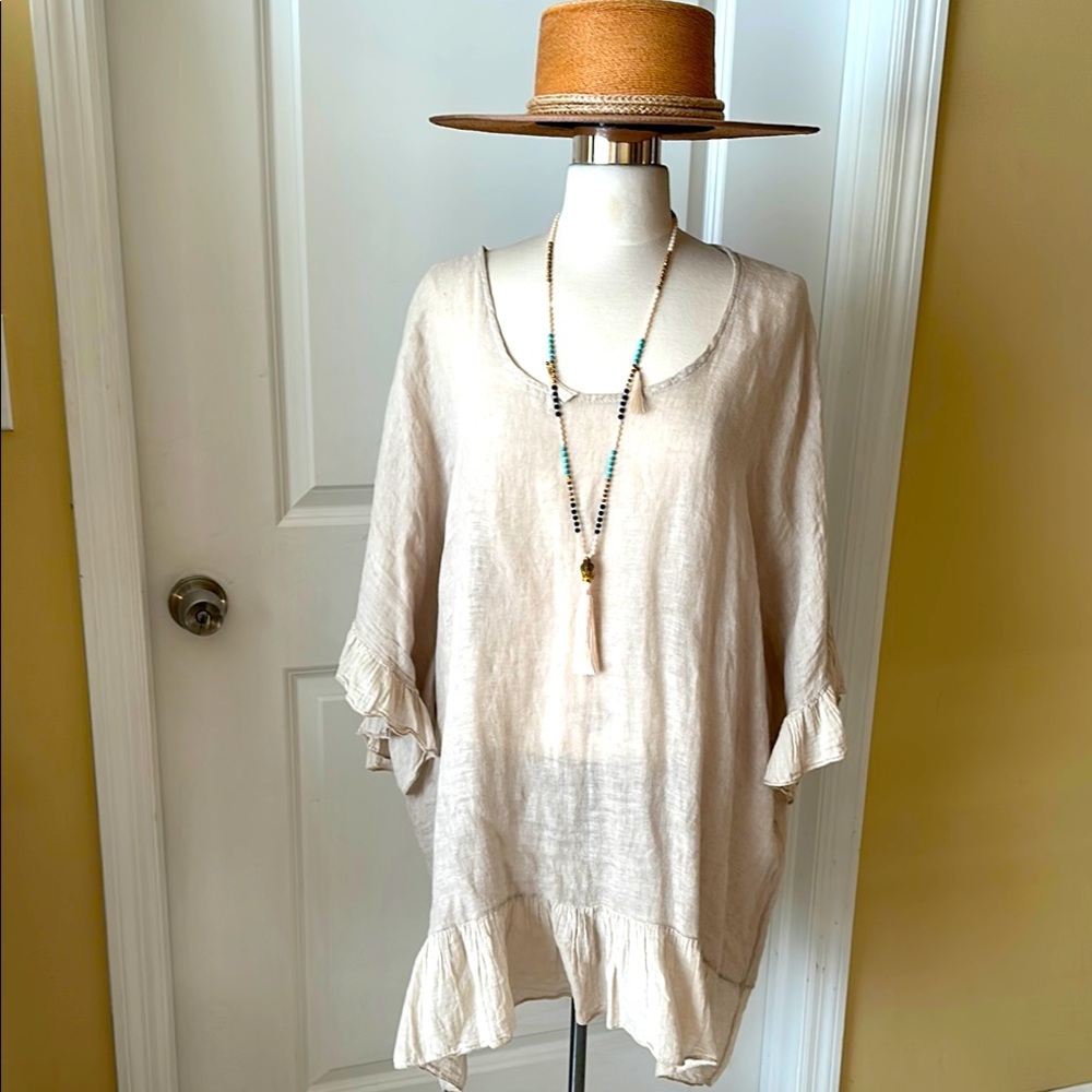 Cream italian linen top cover up dress (orig $120)